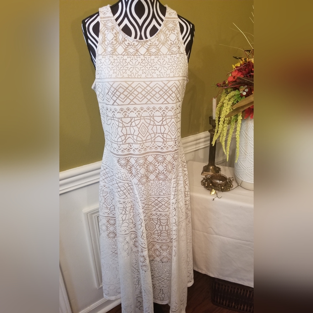 A.N.A. Long White Lined Sundress